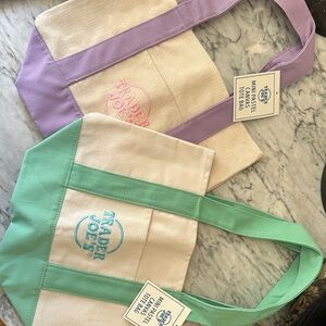 Mini Pastel Trader Joe’s Canvas Tote Bag - Mint and Lavender